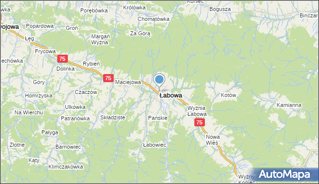 mapa Łabowa, Łabowa na mapie Targeo