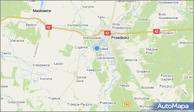 mapa Łączkowice, Łączkowice gmina Masłowice na mapie Targeo