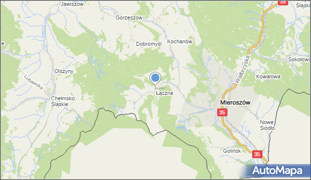 mapa Łączna, Łączna gmina Mieroszów na mapie Targeo