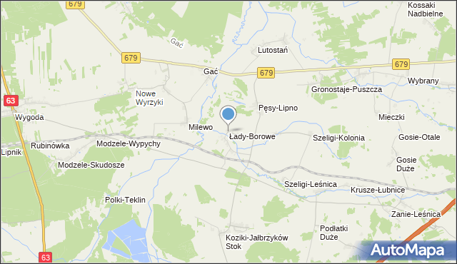 mapa Łady-Borowe, Łady-Borowe na mapie Targeo