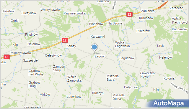 mapa Łagów, Łagów gmina Przyłęk na mapie Targeo