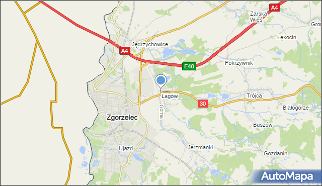 mapa Łagów, Łagów gmina Zgorzelec na mapie Targeo