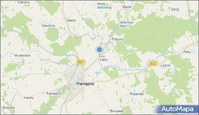 mapa Łajsy, Łajsy gmina Pieniężno na mapie Targeo