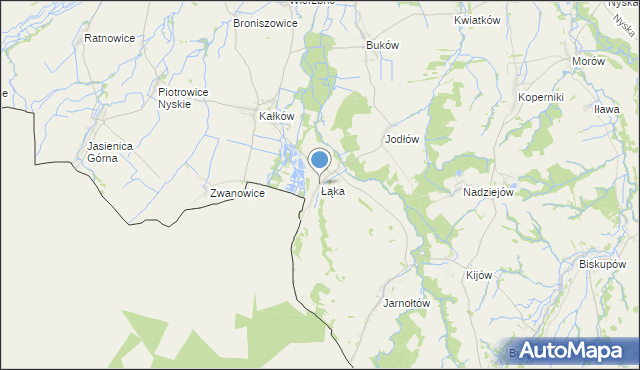 mapa Łąka, Łąka gmina Otmuchów na mapie Targeo