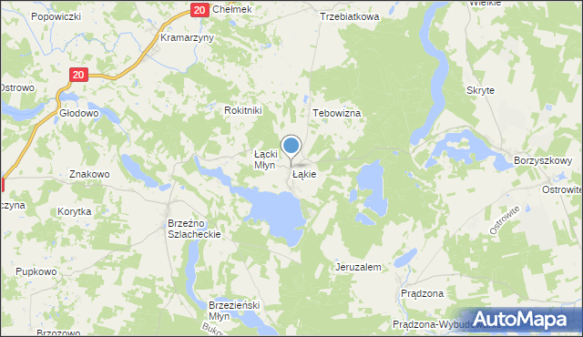 mapa Łąkie, Łąkie gmina Lipnica na mapie Targeo