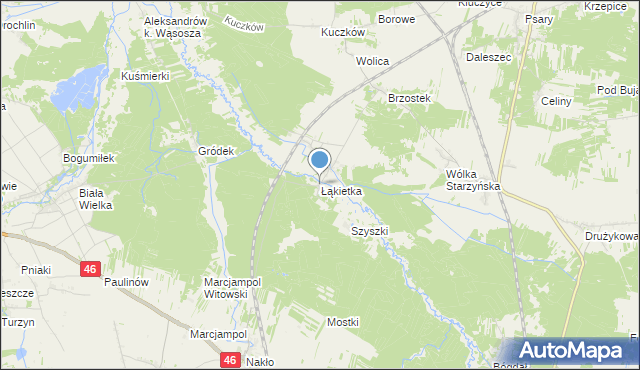 mapa Łąkietka, Łąkietka na mapie Targeo
