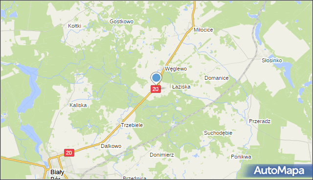 mapa Łąkoć, Łąkoć gmina Miastko na mapie Targeo