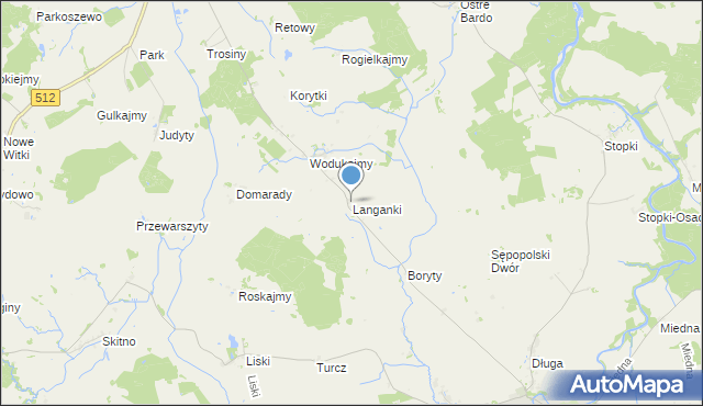 mapa Langanki, Langanki gmina Sępopol na mapie Targeo