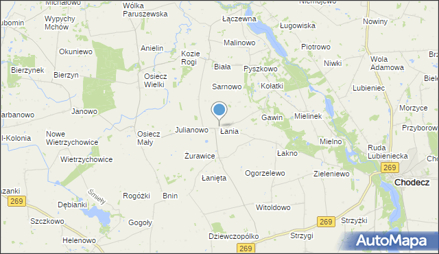 mapa Łania, Łania na mapie Targeo