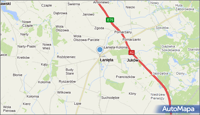 mapa Łanięta, Łanięta powiat kutnowski na mapie Targeo