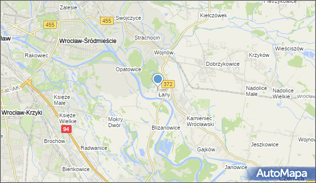 mapa Łany, Łany gmina Czernica na mapie Targeo