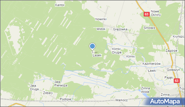 mapa Lasek, Lasek gmina Łuków na mapie Targeo