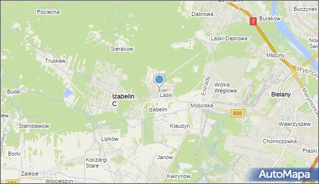 mapa Laski, Laski gmina Izabelin na mapie Targeo