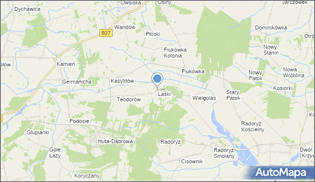mapa Laski, Laski gmina Krzywda na mapie Targeo