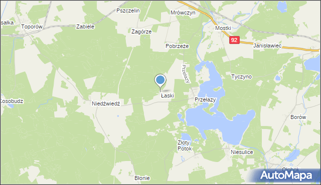 mapa Łaski, Łaski gmina Lubrza na mapie Targeo