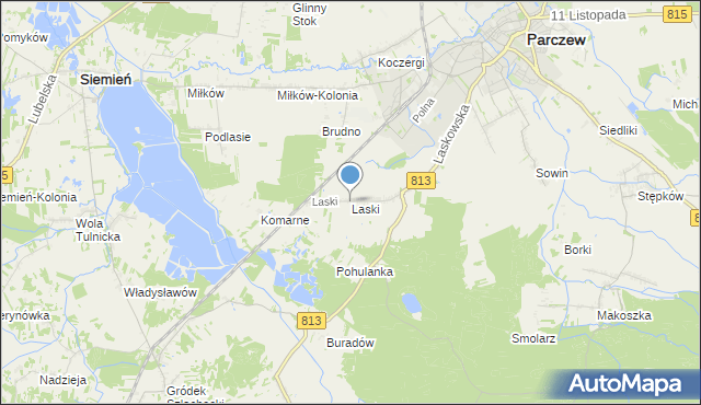 mapa Laski, Laski gmina Parczew na mapie Targeo