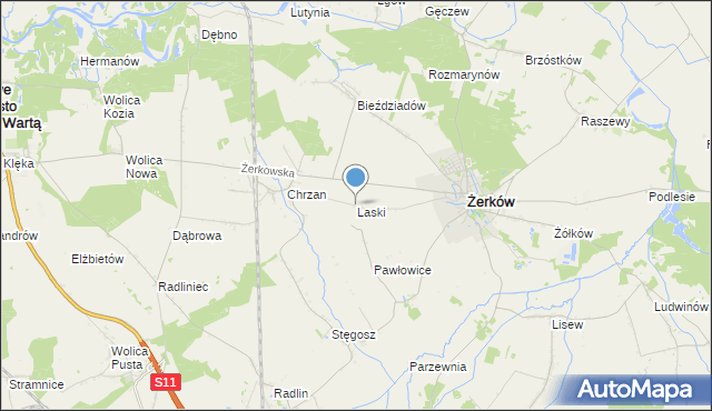 mapa Laski, Laski gmina Żerków na mapie Targeo