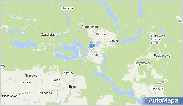 mapa Łasko, Łasko gmina Bierzwnik na mapie Targeo