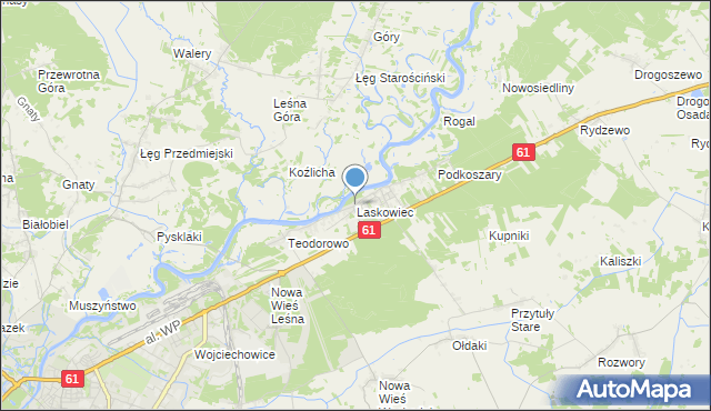 mapa Laskowiec, Laskowiec gmina Rzekuń na mapie Targeo