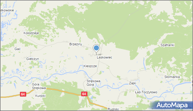 mapa Laskowiec, Laskowiec gmina Trzcianne na mapie Targeo