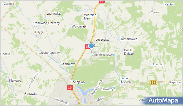 mapa Laskowszczyzna, Laskowszczyzna gmina Siemiatycze na mapie Targeo