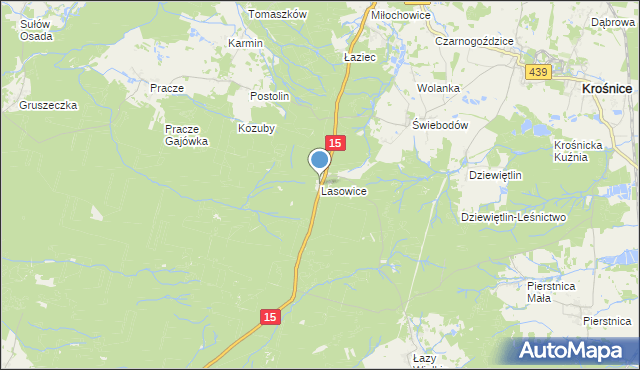 mapa Lasowice, Lasowice gmina Milicz na mapie Targeo