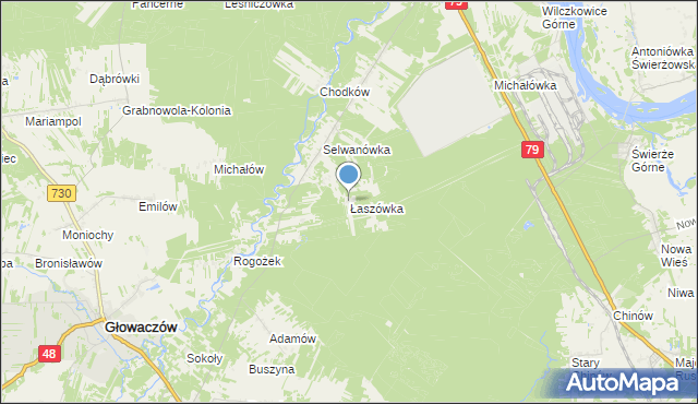 mapa Łaszówka, Łaszówka na mapie Targeo