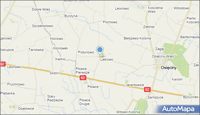 mapa Latkowo, Latkowo gmina Osięciny na mapie Targeo