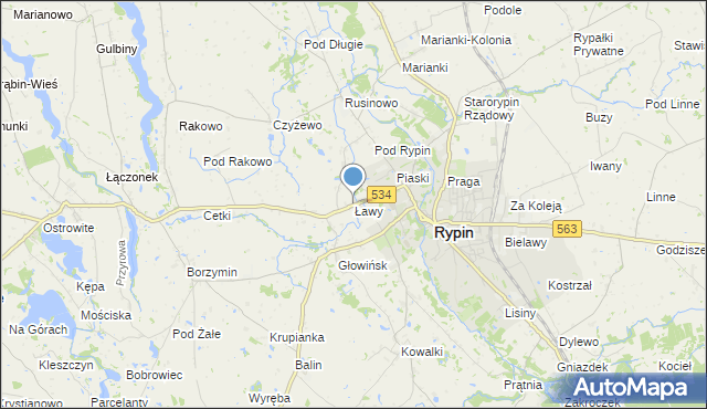 mapa Ławy, Ławy gmina Rypin na mapie Targeo