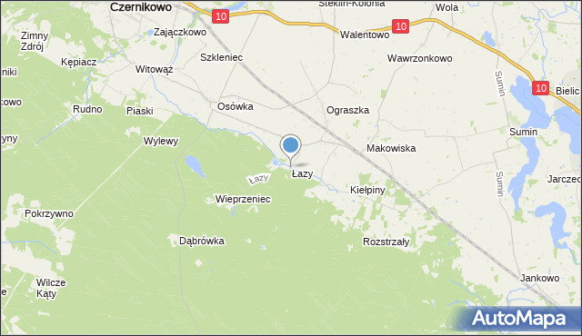 mapa Łazy, Łazy gmina Czernikowo na mapie Targeo
