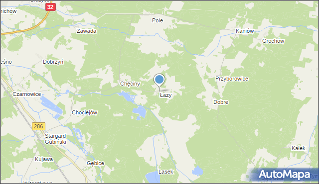 mapa Łazy, Łazy gmina Gubin na mapie Targeo