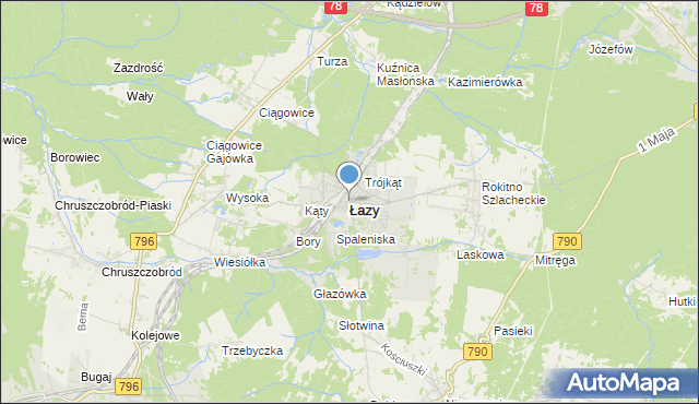 mapa Łazy, Łazy powiat zawierciański na mapie Targeo