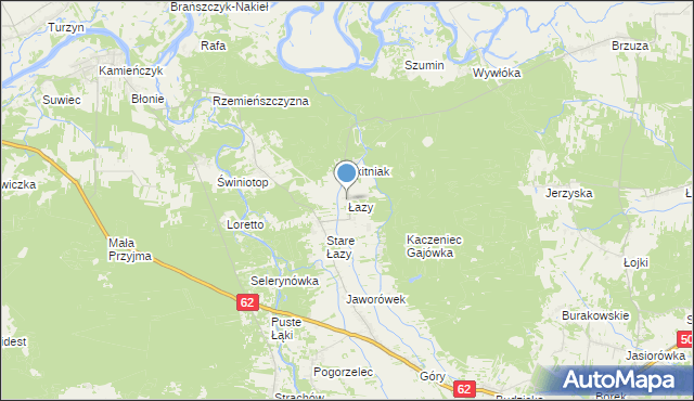 mapa Łazy, Łazy gmina Łochów na mapie Targeo