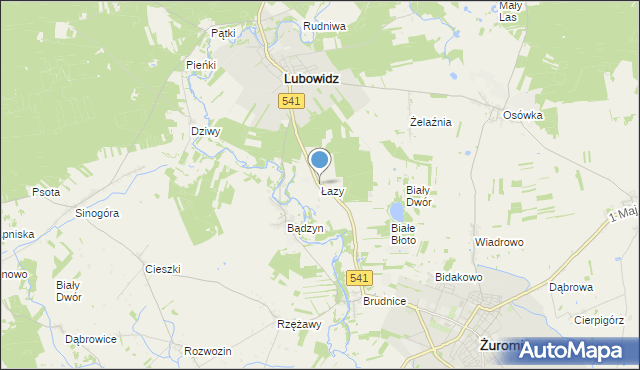 mapa Łazy, Łazy gmina Lubowidz na mapie Targeo