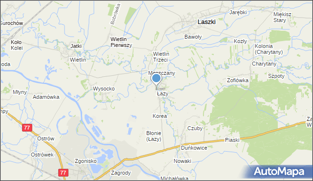 mapa Łazy, Łazy gmina Radymno na mapie Targeo