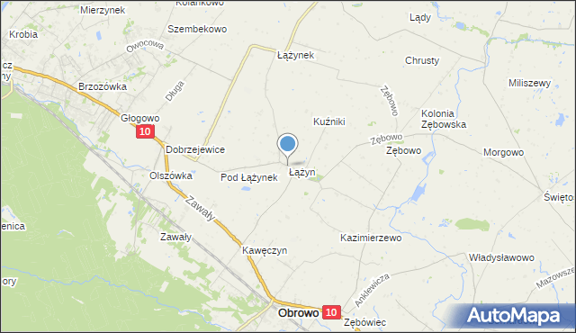mapa Łążyn, Łążyn gmina Obrowo na mapie Targeo