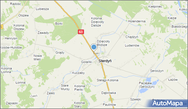 mapa Lebiedzie, Lebiedzie gmina Sterdyń na mapie Targeo