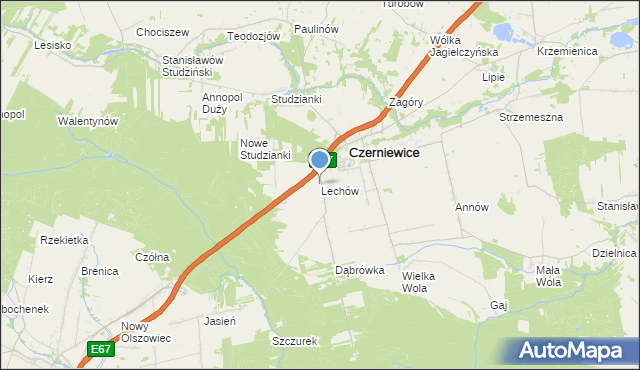 mapa Lechów, Lechów gmina Czerniewice na mapie Targeo