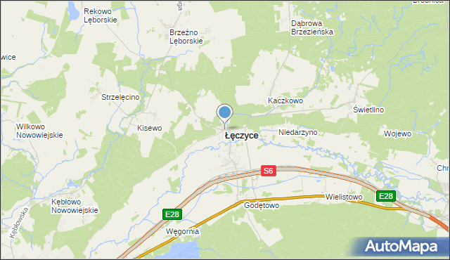 mapa Łęczyce, Łęczyce powiat wejherowski na mapie Targeo