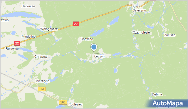 mapa Łęczyn, Łęczyn gmina Dobiegniew na mapie Targeo