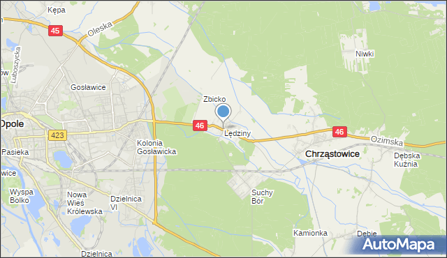 mapa Lędziny, Lędziny gmina Chrząstowice na mapie Targeo