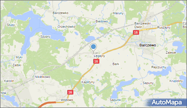 mapa Łęgajny, Łęgajny na mapie Targeo