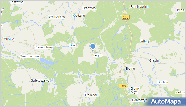 mapa Łęgno, Łęgno gmina Nowogard na mapie Targeo