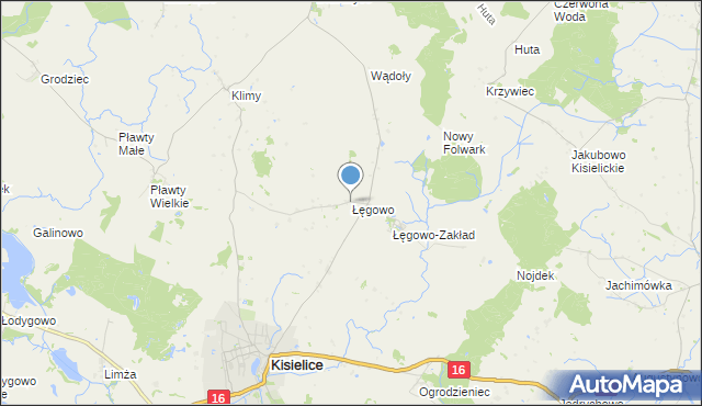 mapa Łęgowo, Łęgowo gmina Kisielice na mapie Targeo