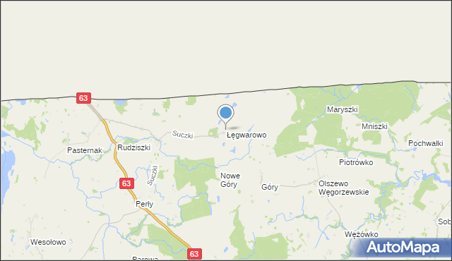 mapa Łęgwarowo, Łęgwarowo na mapie Targeo