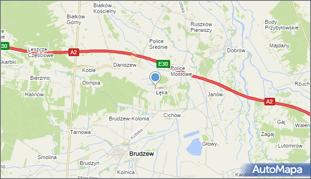 mapa Łęka, Łęka gmina Kościelec na mapie Targeo