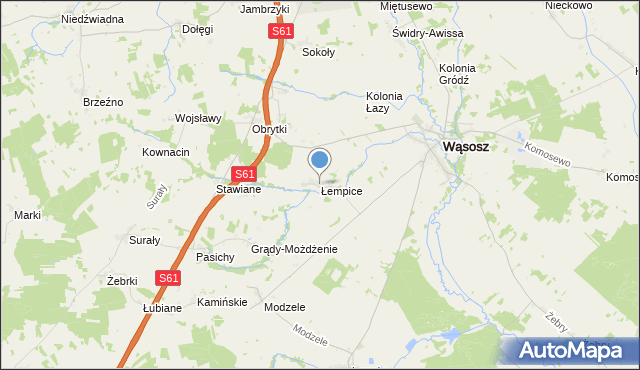 mapa Łempice, Łempice gmina Wąsosz na mapie Targeo