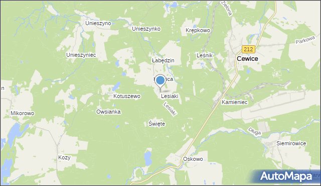 mapa Lesiaki, Lesiaki gmina Cewice na mapie Targeo