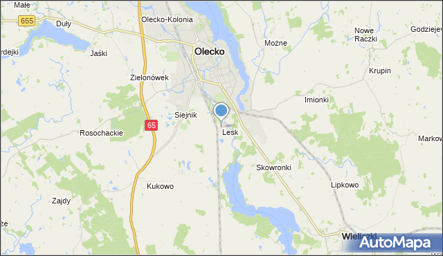mapa Lesk, Lesk gmina Olecko na mapie Targeo
