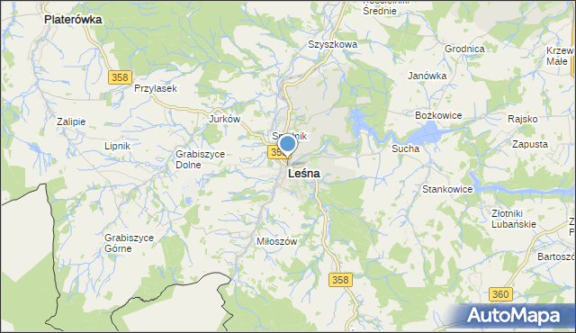 mapa Leśna, Leśna powiat lubański na mapie Targeo